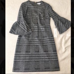 Calvin Klein Short Bell Sleeve Gray Dress